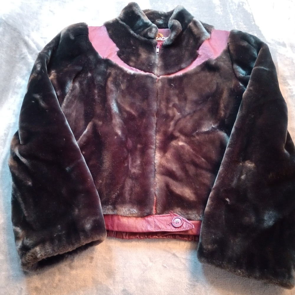 Vintage Jordache Faux Fur Bomber Jacket Coat Womens Made in USA Full Zip FLAW